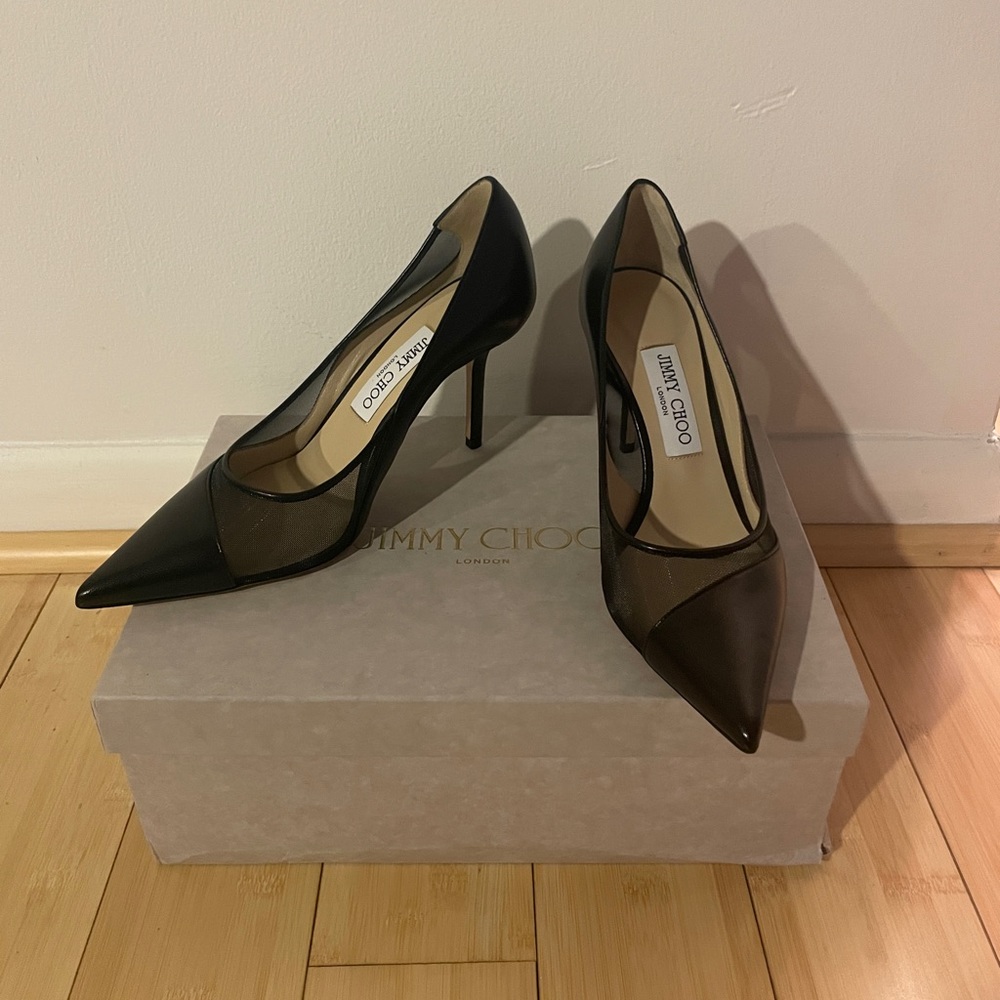 Jimmy Choo mesh and leather heels